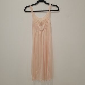 Vintage JC Penney Peach Satin Lace Slip Nightgown Size Small